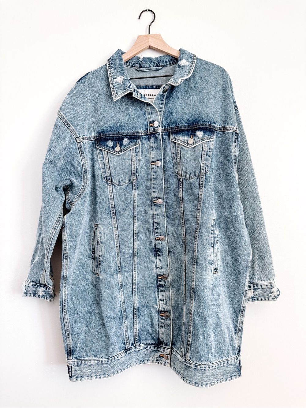 Marcella Rio Oversized Distressed Denim Jacket XL NWT 100% Cotton - Picture 1 of 7